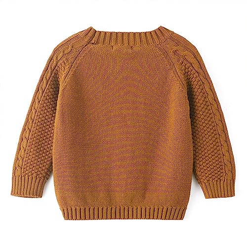 Curipeer Baby Boys' Girls' Cable Knit Sweater Long Sleeve Solid Pullover Toddler Crew Neck Fall
