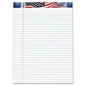 TOPS 75111 American Pride Writing Pad, Legal/Wide, 8 1/2 x 11 3/4, White, 50 Sheets (Pack of 12)