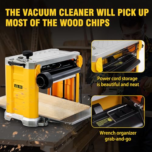 Cxrcy Benchtop Planer, Three-Solid Steel Blade Benchtop Thickness Planer thumb #5