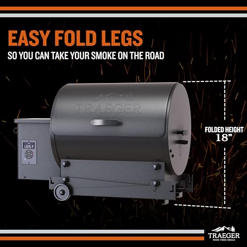 Traeger-Grills-TFB30KLF-Tailgater-20-Portable-Electric-Wood-Pellet-Grill-and-Smoker--Foldable-Legs-6-in-1-Versatility-300-sq-in-Cooking-Space-for-Tailgating-Camping-and-Outdoor-BBQ