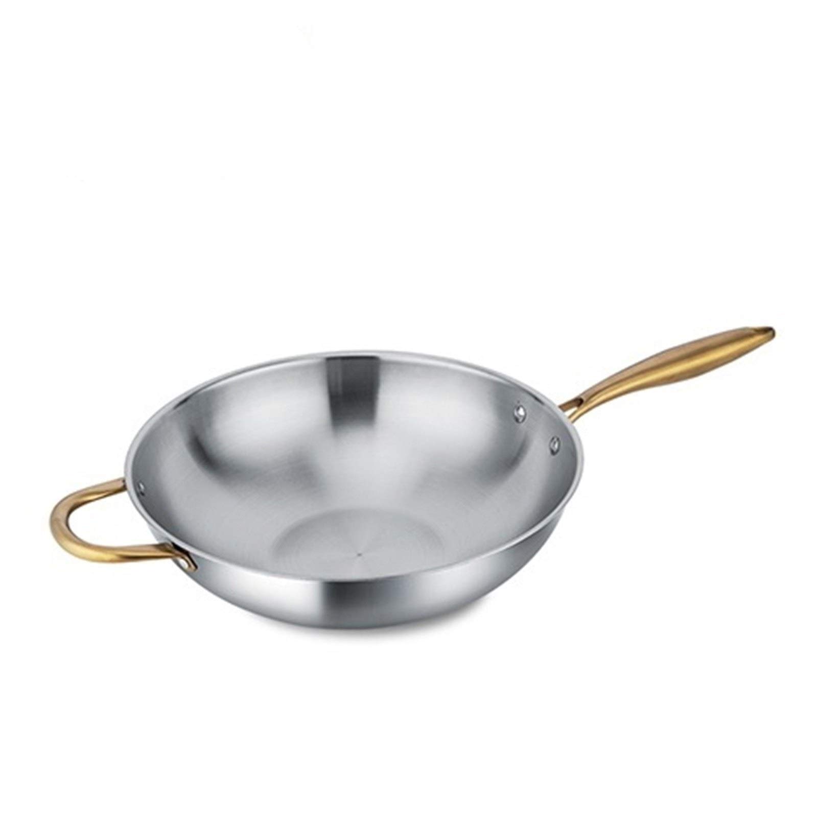 ZXFDMSWJ Wok Antiadherente Acero Inoxidable 304 Hogar Sin Recubrimiento Menos Humo Cocina De Inducción Multifunción Gas para Cocinar Sartén (Color : Wok 34)
