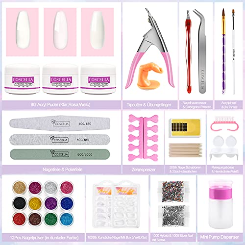 Saint-Acior Acryl Nagelset Nail Art Set professionelle Nageldesign Acrylpulver Strasssteine Dekoration Kits… – Bild 8