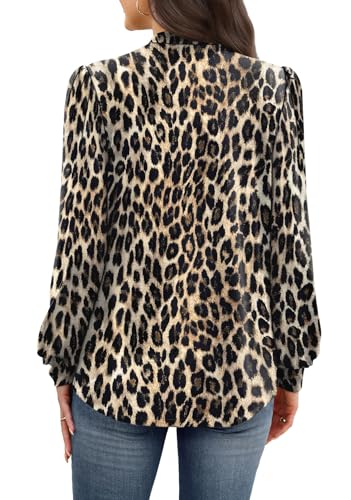 Image of WIHOLL Long Sleeve Shirts for Women Mock Neck Tops Pleated Front Blouses Dressy Casual Spring Fall Clothes 2026 Fashion