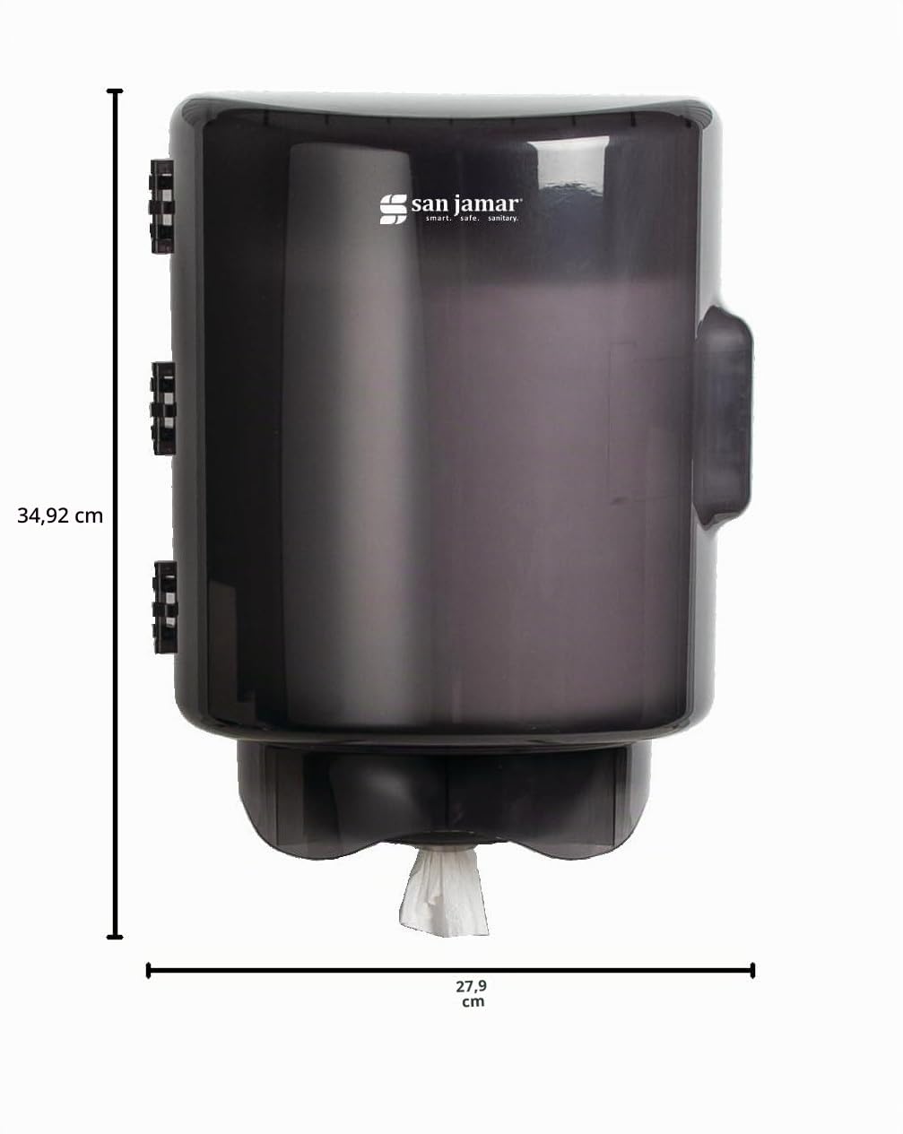 San Jamar Centerpull - Dispensador de Toallas de Papel con Embudo Ajustable para baño, cocinas y restaurantes, plástico, 13.25 x 10.75 x 10.25 Pulgadas, Negro