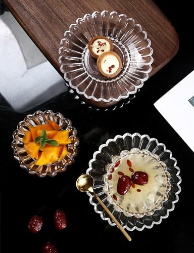 Image of WRINGO Glass Bowl for Kitchen Prep, Dessert, Dips, and Candy Dishes, Cake, Snack Serving Bowl and Plate Set of 2 Or Nut Bowls, and Microwave Safe Clear Glass Bowls for Storing Size 5 Inch (WR-01)