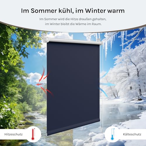 WOLTU Verdunkelungsrollo Thermorollo ohne Bohren 80x150 cm, Blau – Ansicht 4
