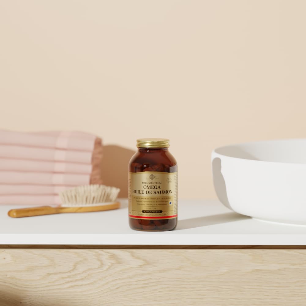 Solgar Full Spectrum - Formule Complète Omega 3-5-6-7-9-120 Capsules | Formule Complète Omégas 3‑5‑6‑7‑9, Huile Pure de Saumon Sauvage d’Alaska, Acides Gras Essentiels, Complément Alimentaire