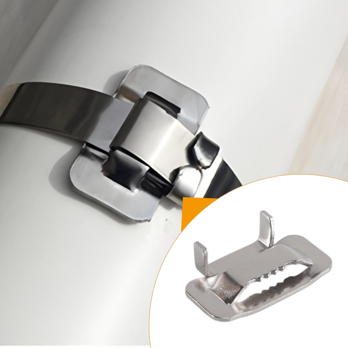 50 hebillas de 3/4" de ancho para abrazaderas de tubería, sello de ala para flejado, acero inoxidable 304