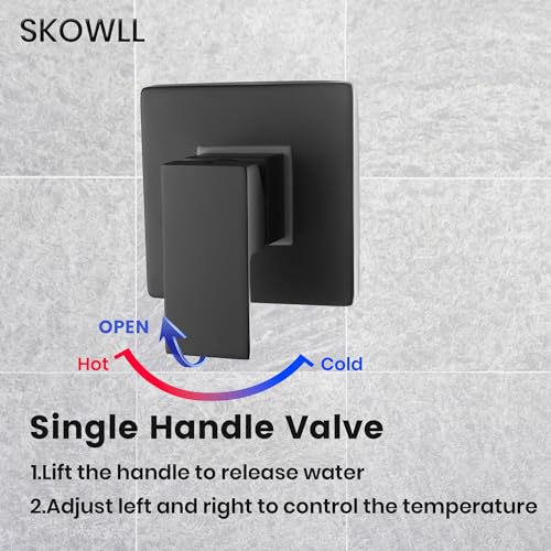 image for SKOWLL Shower Valve Bathroom Shower Control Valve Kit, Wall Mount Blac