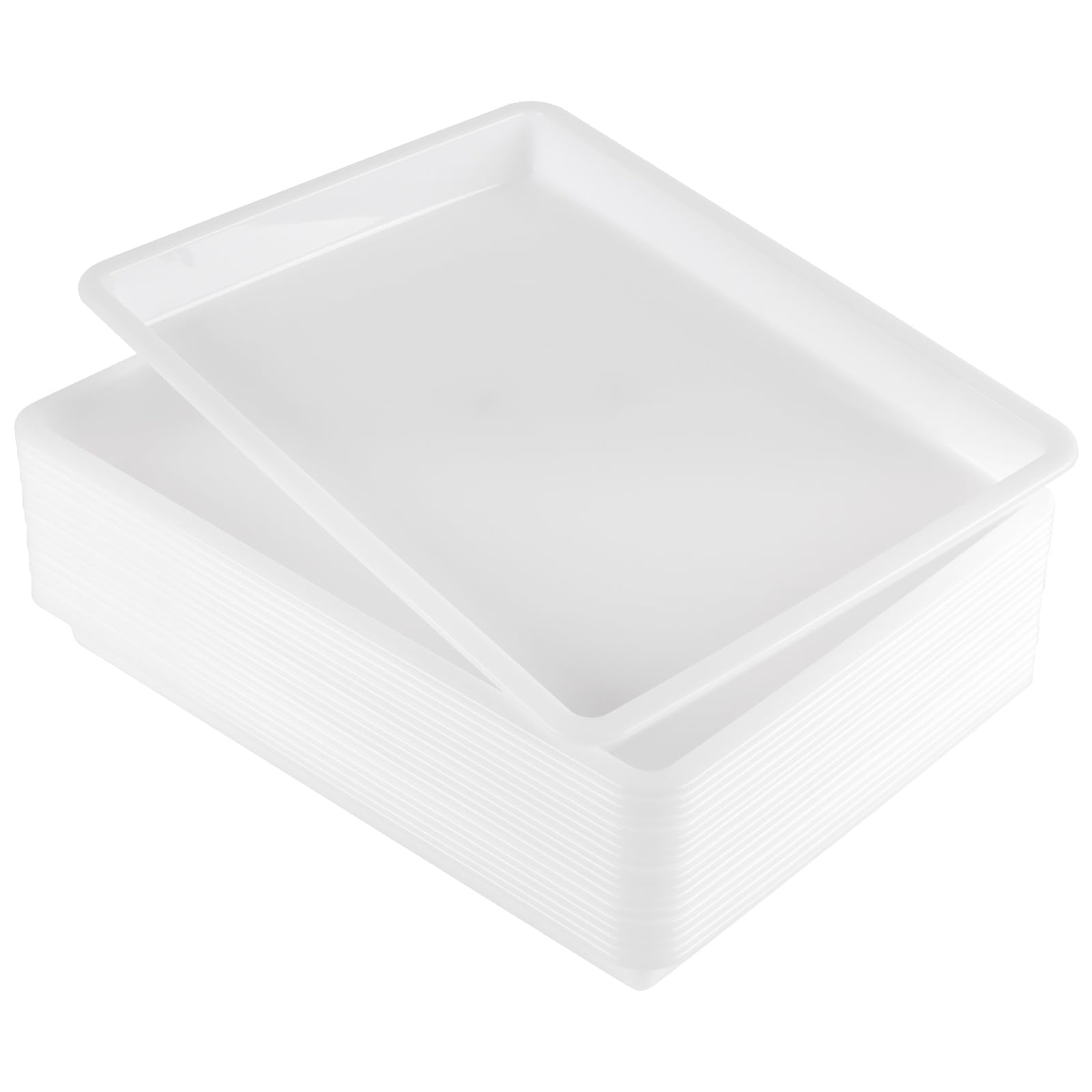 DAKFOOK 20 PCS 39.5 x 28.5 x 4cm Plastic Activity Trays, White Play Art Tray Crafts Organizer Tray for Home Art and Crafts, DIY Projects, Painting, Beads, Organizing Supply