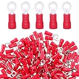 Glarks 100pcs 22-16 Gauge M4 Ring Electrical Insulated Quick Splice Crimp Terminals Connectors