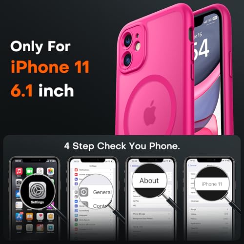 Image of TOCOL for iPhone 11 Case, Compatible with Magsafe, Full Camera Protection, Built-in Magnets, Drop Protection, Translucent Matte Phone Case for iPhone 11 6.1 inch (Hot Pink)
