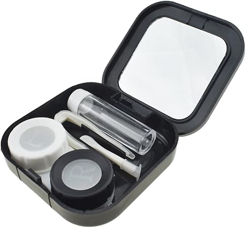 HAHIYO Kit de soporte de caja para lentes de contacto con espejo, luz duradera a prueba de fugas, práctico contenedor de lentes de contacto para HAHIYO Kit de soporte de caja para lentes de contacto con espejo, luz duradera a prueba de fugas, práctico contenedor de lentes de contacto para