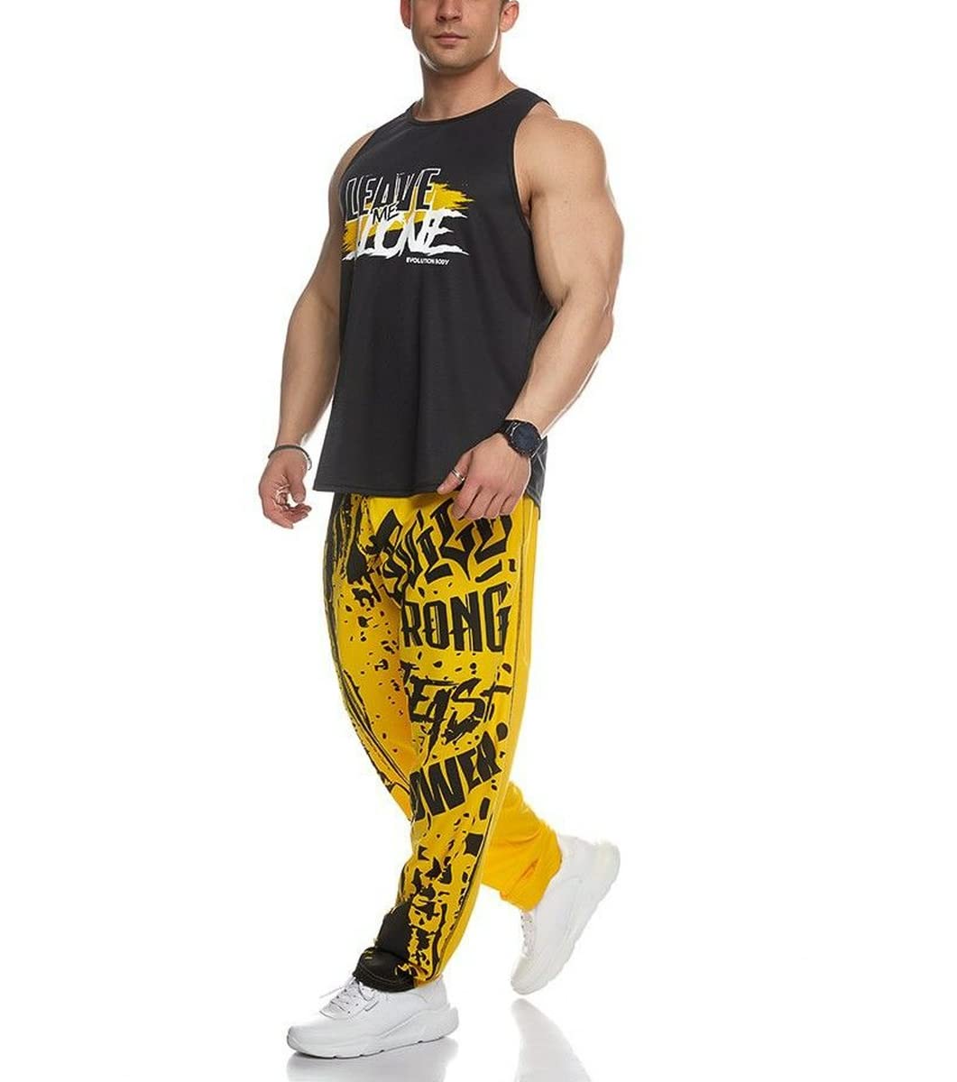 Pantaloni sportivi da uomo con coulisse, larghi, stampati, da palestra, corsa, allenamento, con tasche