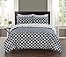 Wende-Bettwäsche-Set, 100 % reine Baumwolle, gemustert, Pik, schwarz, Doppelbett