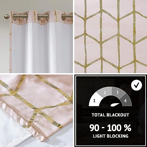 Intelligent Design Raina Total Blackout Metallic Print Grommet Top Single Curtain Panel Thermal Insulated Light Blocking Drape for Bedroom Living Room and Dorm 50x84 - Image 2