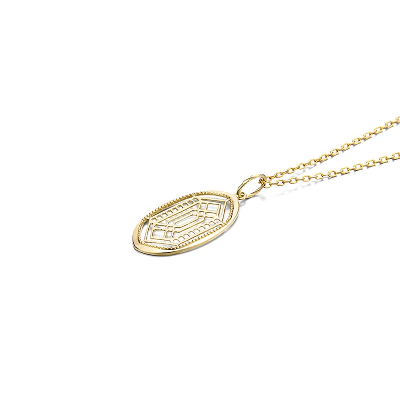 Halskette aus 18-karätigem Gold für Damen, Halskette mit hohlem Vintage-Anhänger, 45,7 cm