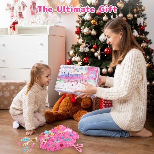 Sensationally OT Unicorn Sensory Sand Bin-38 PCS Set with 2 lb Magic Sand, Sensory Bin for Toddlers & Scooper-Count Sparkly Pom-Poms, Bring Unicorns to Life - Ideal Gift for Kids - Image 7