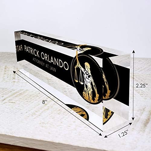 Artblox Office Desk Name Plate Personalized | Custom Name Plates for Desks | Lawyer Design On Clear Acrylic Glass | Office Desk Decor - (8