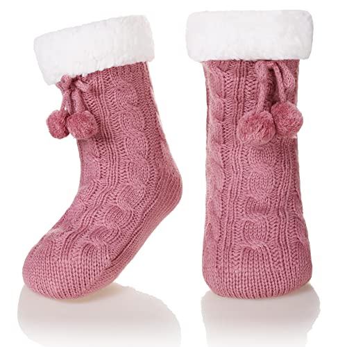 Kids Slipper Socks Boys Girls Fuzzy Non Slip Winter Fleece Lined Warm Cozy Christmas Thick Fluffy Socks