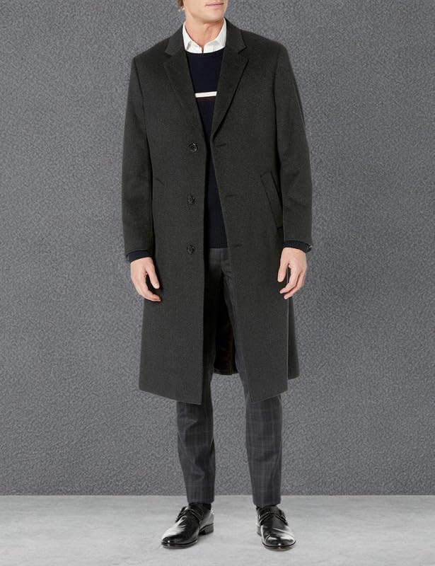 Adam Baker Men's Single Breasted Luxury Wool Full Length Topcoat - Available in Colors