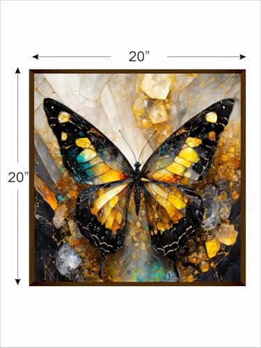 Image of Artsense Painting for wall decoration Abstract wall painting for living-Golden butterfly painting for home decoration with frame-Multicolor /20x20 inches /(50x50 cm) (Sparkle Gold)