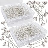 200pcs Corsage Boutonniere Pins 2 Inch Bouquet Flower Floral Diamond Rhinestones Pins Crystal Head Clear Straight Pins for Wedding Bridal Hair Accessories Jewelry Decoration DIY Craft Sewing