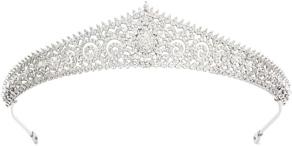 Full Cubic Zirconia CZ Wedding Royal Tiara Diadem Women Hair Jewelry Accessories S17803