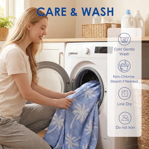OMERAI Cooling Blanket for Hot Sleepers Throw Size Lightweight Breathable Summer Blanket Light Blue 50"x70", Q-Max >0.5 Cooling Throw Blankets for Night Sweats Double Side Cold Blankets for Bed, Couch — view 6