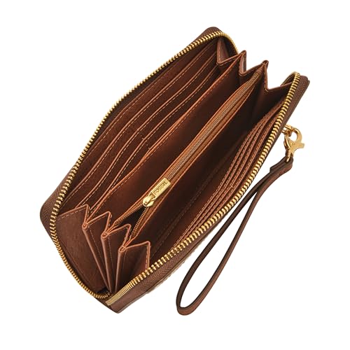 Image of Fossil Women's Logan Leather RFID-Blocking Zip Around Clutch Wallet with Wristlet Strap for Women