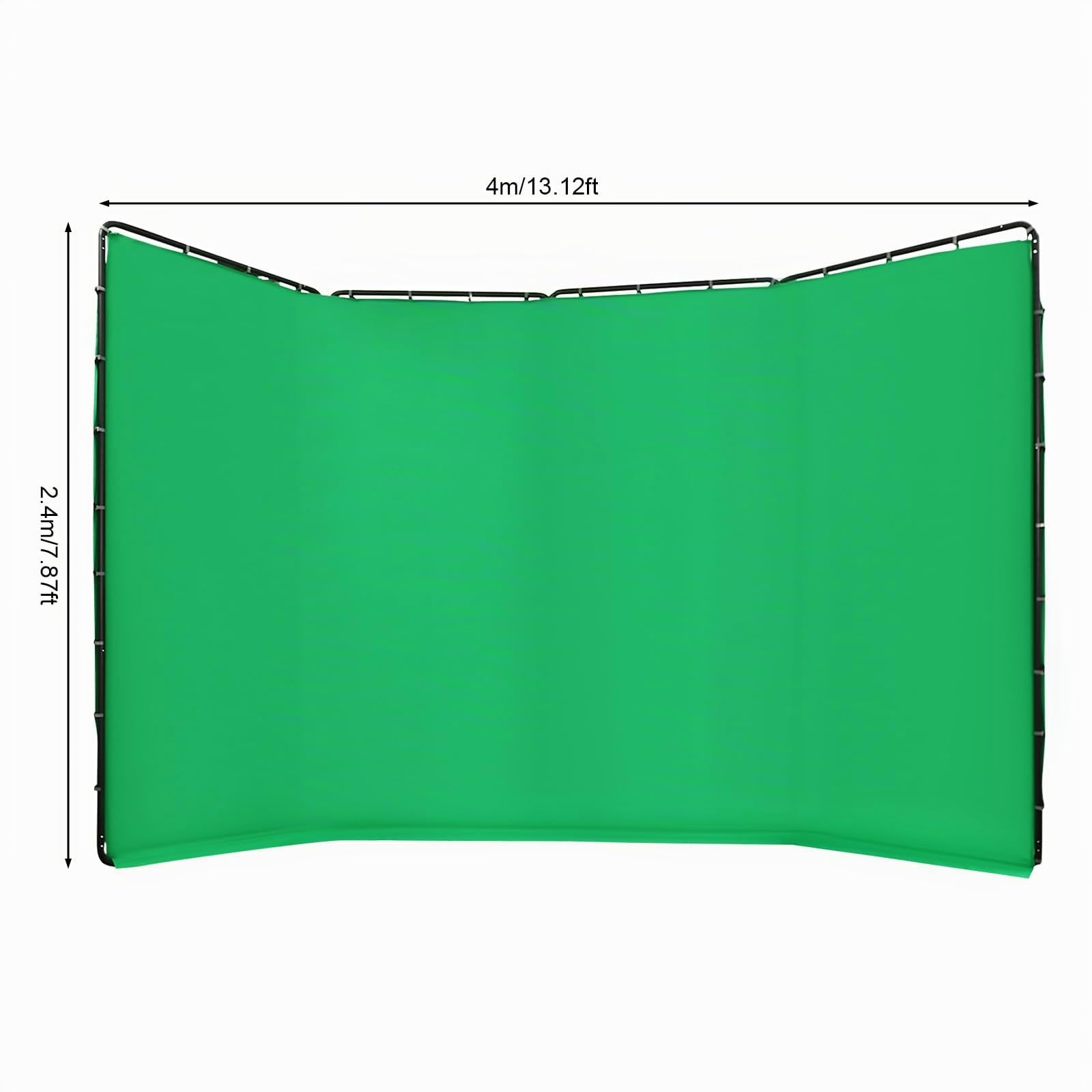 Fotoleinwand Hintergrund, Professionelles Fotostudio Set 4 * 2.4m Foto Hintergrund Ständer Set, mit Verstellbarer Hintergrundständer und Grünes Tuch, für Fotografie, Videoaufnahme