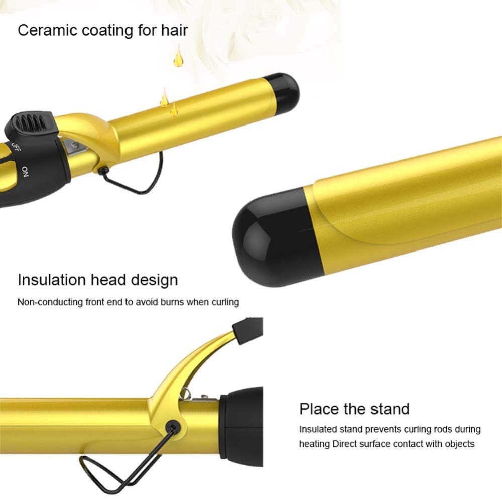 Bigodino di Capelli, Bacchette di Bigodini in Ceramica Pinze per Ferro Arricciacapelli Doppio Voltaggio A Temperatura Controllata Rotolo Grande Rotolo Piccolo Hair Styler,38mm