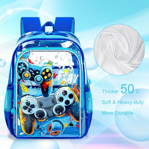 Image of KLFVB 3PCS Clear Backpack for Girls and Boys, Kids See Through Backpacks Stadium Approved, Transparent Bookbag for Elementary