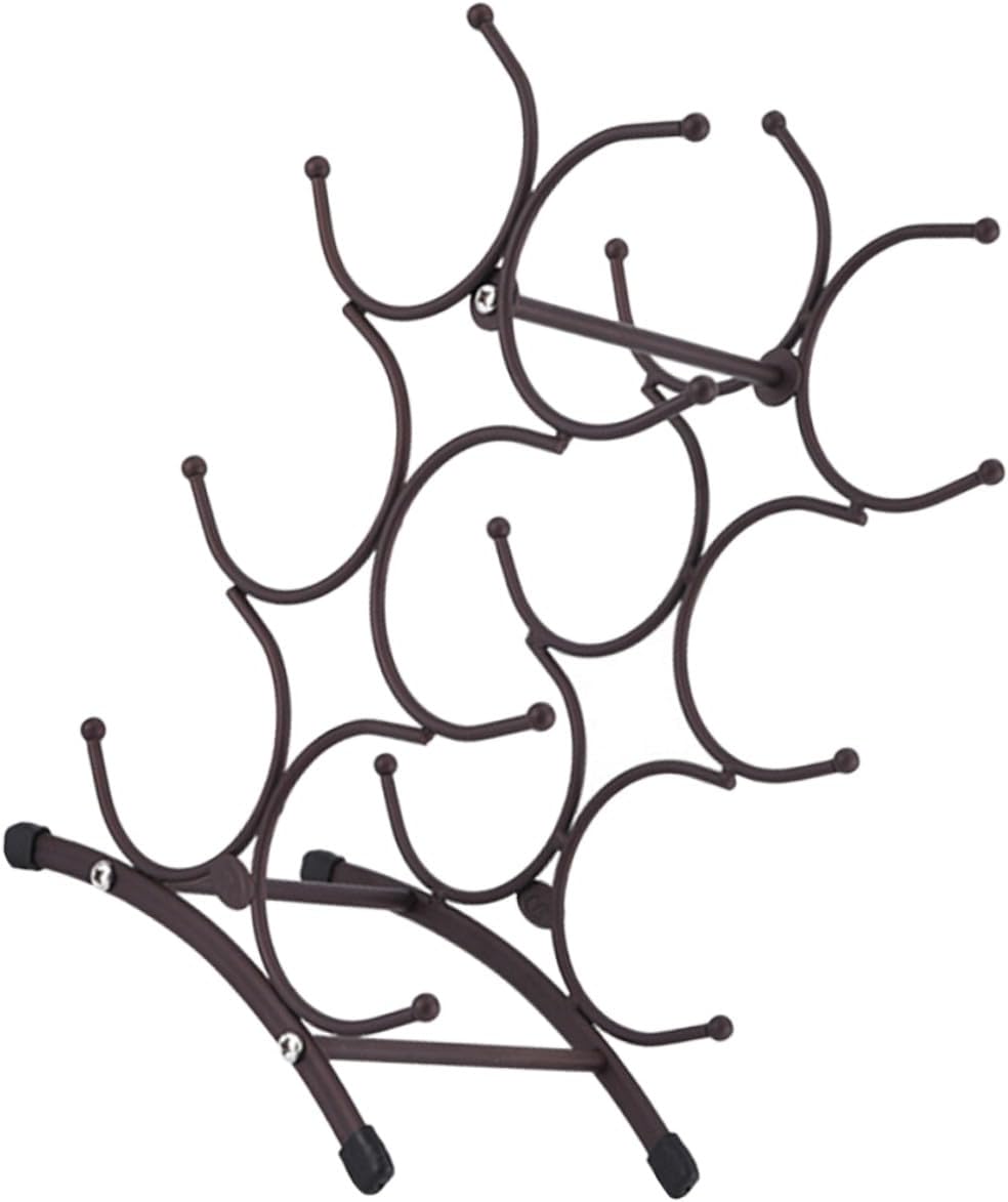 Vintage Metal Wine Rack Removable 6-Bottle Wine Stand with Hollow Design Antique Copper Finish for Home Dining Room and Display