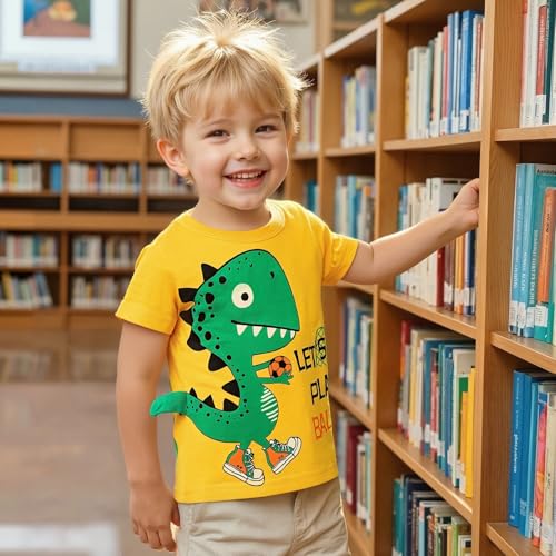 Image of DEEKEY Toddler Boys Shirts Short-Sleeve Little Kids t Shirts Boys' Tops, Tees & Shirts Graphic TEE Age for 2-7 Years 4-Pack