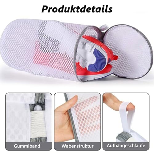 Zegnuem Schuhwaschbeutel Waschmaschine, 2 Stück Wiederverwendbarer Schuhbeutel Waschmaschine Mit Reißverschluss, 20× 35 Cm Durable Sneaker Schuhe Waschbeutel, Für Alle Schuharten & Größen(Weiß)