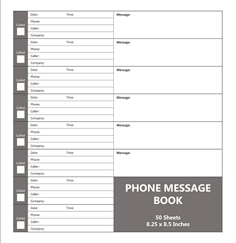 Phone Message Book: Telephone Call Voice Message Log Book, 8 Messages Per Page Notepad, Voice Mail Message Tracker Record Pad For Small Business, 50 Sheets, Double-Sided, 8.5 x 8.25 Inches