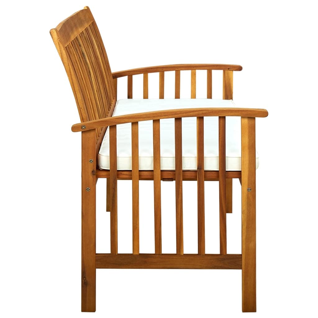 Banco de jardín con cojín de 147 cm de madera maciza de acacia