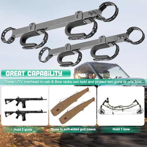 Image of 20079 UTV Gun & Bow Rack Overhead in-CAB Holder for 1.5 inch - 2 inch Roll Bar Fits for Polaris RZR Ranger Yamaha Can Am Kawasaki Snowmobile Golf Cart