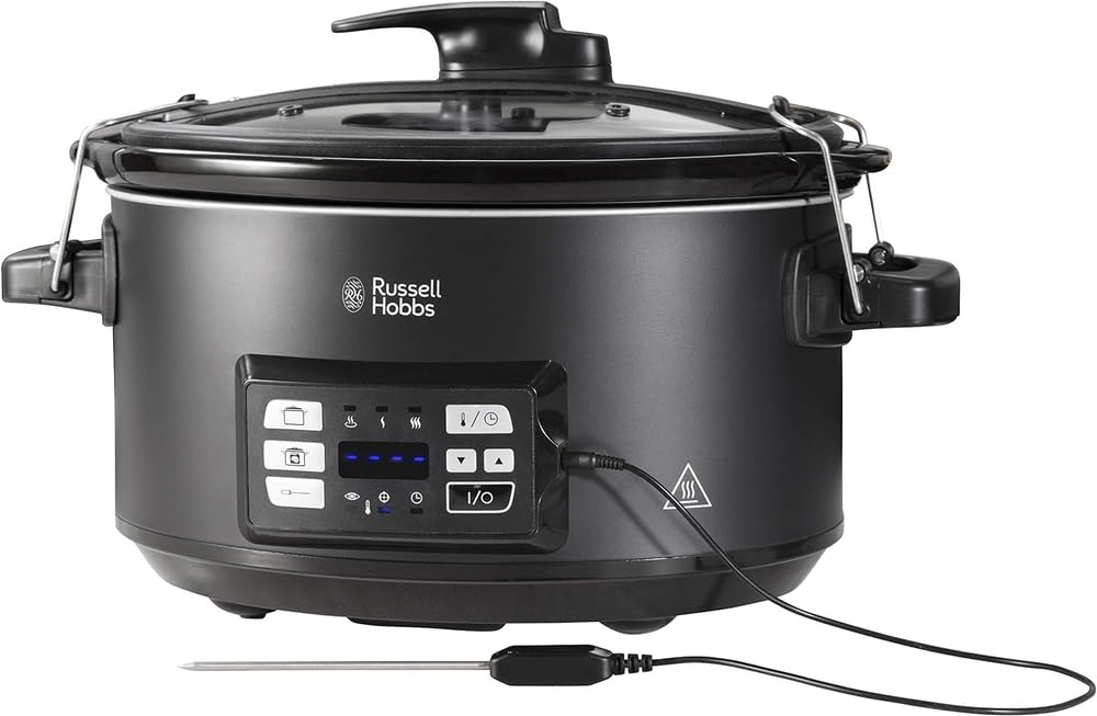 Russell Hobbs Mijoteur Electrique [3 en 1] SousVide (Cuisson lente, sous vide & sonde de température, 6,​5L, Cuve en ceramique amovible, Commande digitale, Couvercle verouillable) 25630-​56