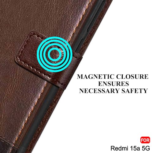 Image of TheGiftKart Flip Back Cover Case for Vivo V70 FE 5G | Dual-Color Leather Finish | Inbuilt Stand & Pockets | Wallet Style Flip Back Case Cover for Vivo V70 FE 5G (Faux Leather, Brown & Coffee)