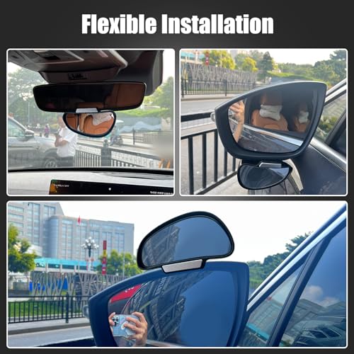 Image of Blind Spot Mirror Adjustable 360 Degree Car Side Mirror, HD Glass Rear View Exterior Accessories Frame Thickness Less than 5MM for Car SUV (single mirror left)