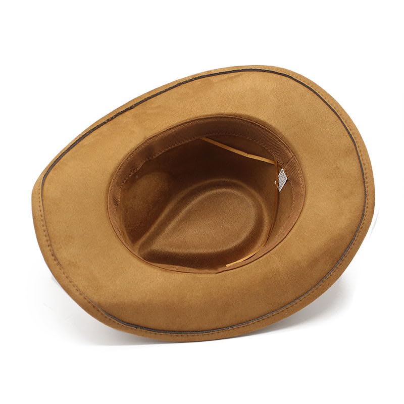 Image of LIDHAY Cowboy Hat for Women Men Felt Wide Brim Cowgirl Hat Western Suede Hats for Cowboys and Cowgirls with Belt Buckle