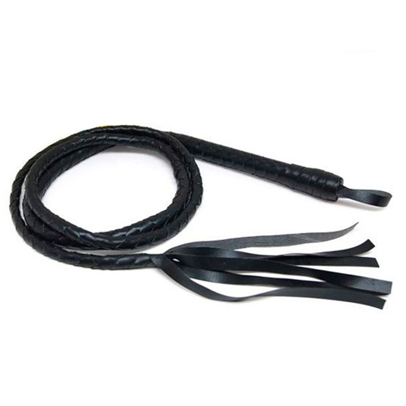 Acan Tradineur - Látigo de cuero con flecos para adulto, accesorio para disfraz de domador, gatita sexy, carnaval, Halloween, cosplay, fiestas (Negro - 200 cm)