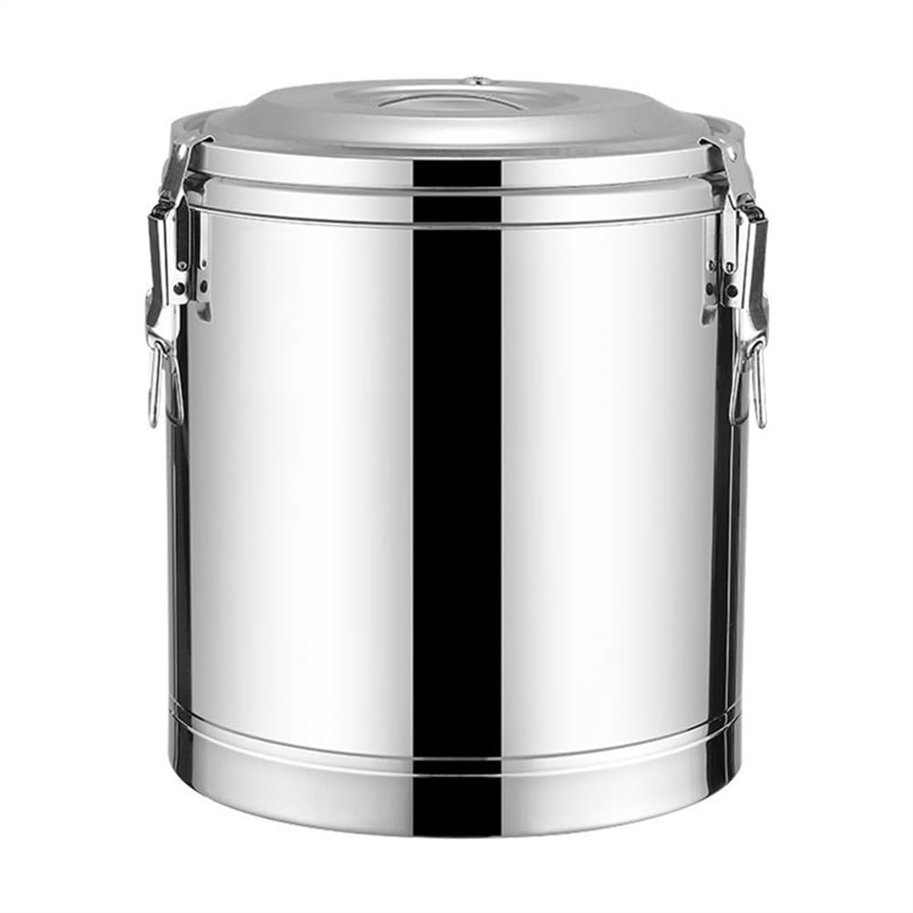 Contenedor Aislado De Acero Inoxidable De Gran Capacidad Contenedor Aislado De Acero Inoxidable 304 para Bebidas, Adecuado para Catering, Té, Café, Sopa, Arroz,Plata,10L