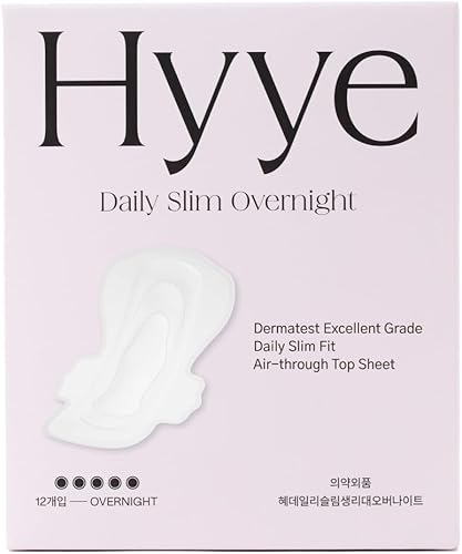 Hyye Daily - Almohadillas sanitarias delgadas con alas para mujer, absorción y suave al tacto, fabricadas en Corea, sin perfume (12 unidades)