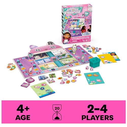 Image of Spin Master Games, Gabby's Dollhouse, Charming Collection Board Game for Kids & Family, 2-4 Players, Easter Basket Stuffers, for Ages 4 & Up