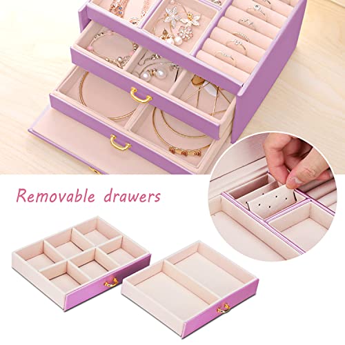 Boîte à bijoux pour femme rangement bagues colliers et miroir - 7