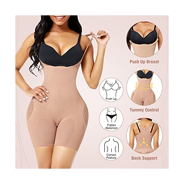 Lover-Beauty Back Fat Shapewear for Women Tummy Control Full Body Shaper Seamless Faja Compression Garment, Beige, M/L