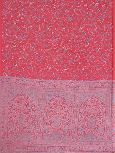 Image of Garden Vareli Floral Print Crepe Saree With Unstitched Blouse Piece